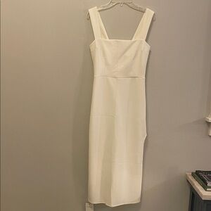 Abercrombie & Fitch White Midi Square-Neck Dress